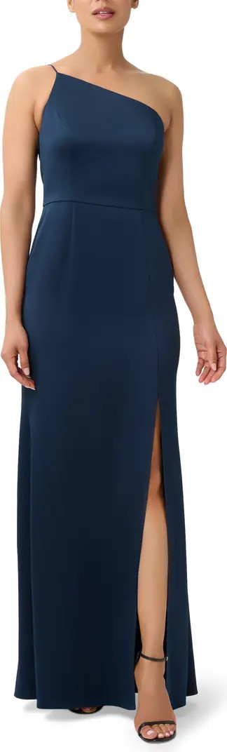 One-Shoulder Satin Crepe Gown | Nordstrom