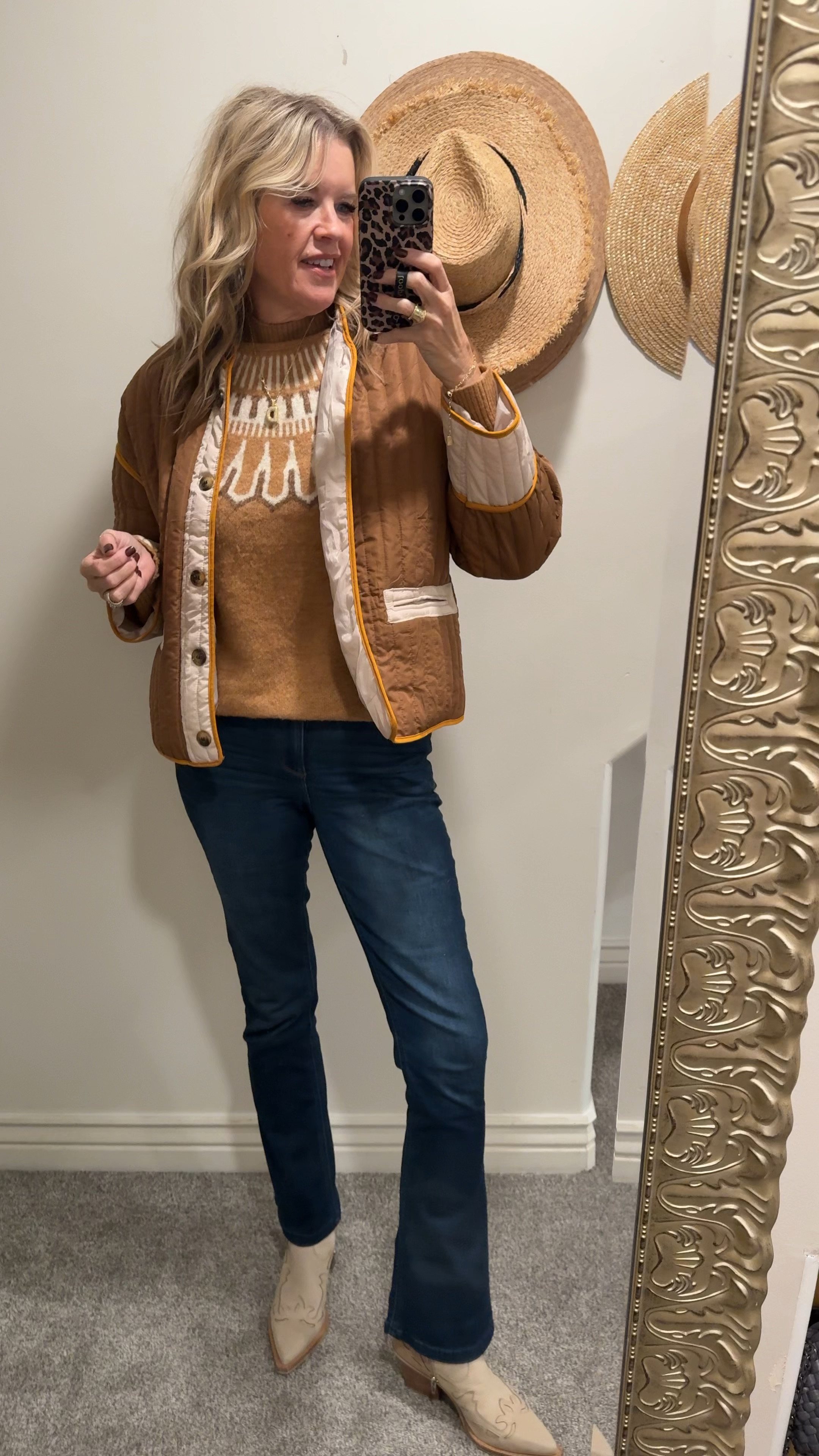 OOTD

Sale alert

Loft sale 40% off plus another 11% off entire site✔️

Fair isle sweaters tts

With wisdoms itty bitty bootie 
Fits tts wearing a size  4 stretchy and make your legs look so long

Great way to try a flare if you haven’t yet. Affordable denim under $80 feels like premium 

Dolce vita western bootie (last years linked similar  fits tts

Amazon quilted jacket in fall colors 🍁🍂 I am wearing the small I am a size 4

Initial puff rhinestone necklace 

Gold hoop earrings 

#LTKVideo #LTKStyleTip #LTKSaleAlert
