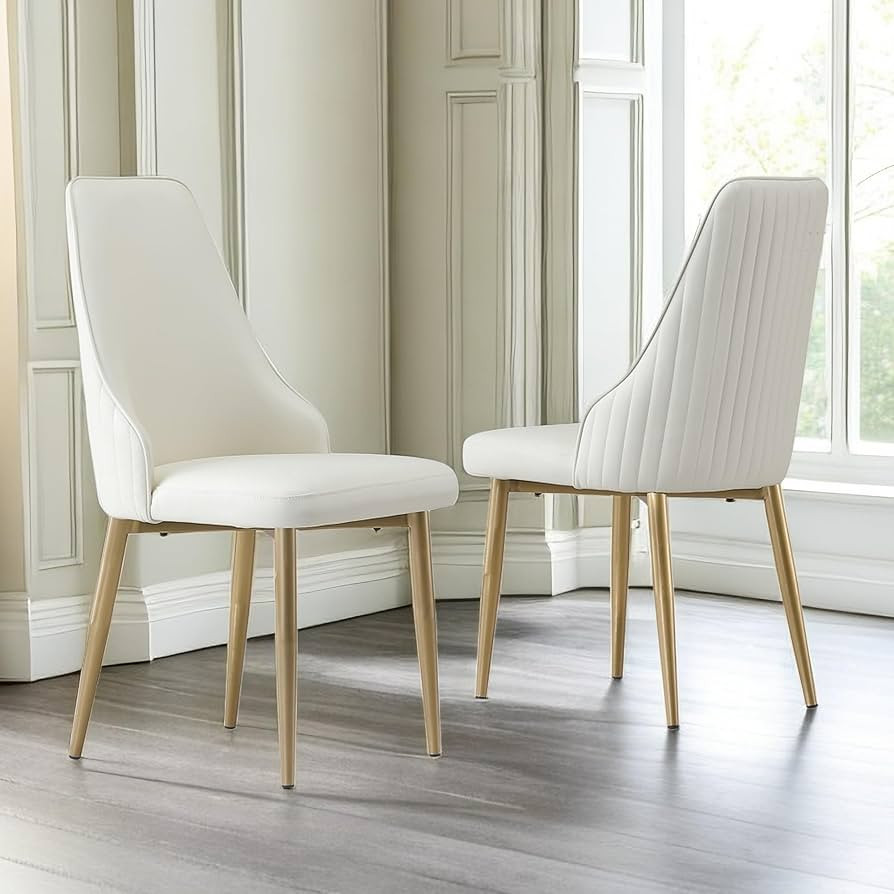 Modern Dining Chairs Set of 2, PU Cushion Accent Side Leisure Chairs with Mid Back, Upholstered K... | Amazon (US)