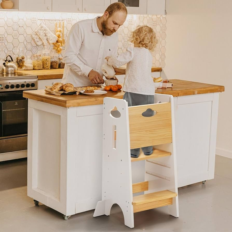 COSYLAND Toddler Standing Tower Adjustable Height - Super Stable Toddler Kitchen Stool Helper - 3... | Amazon (US)