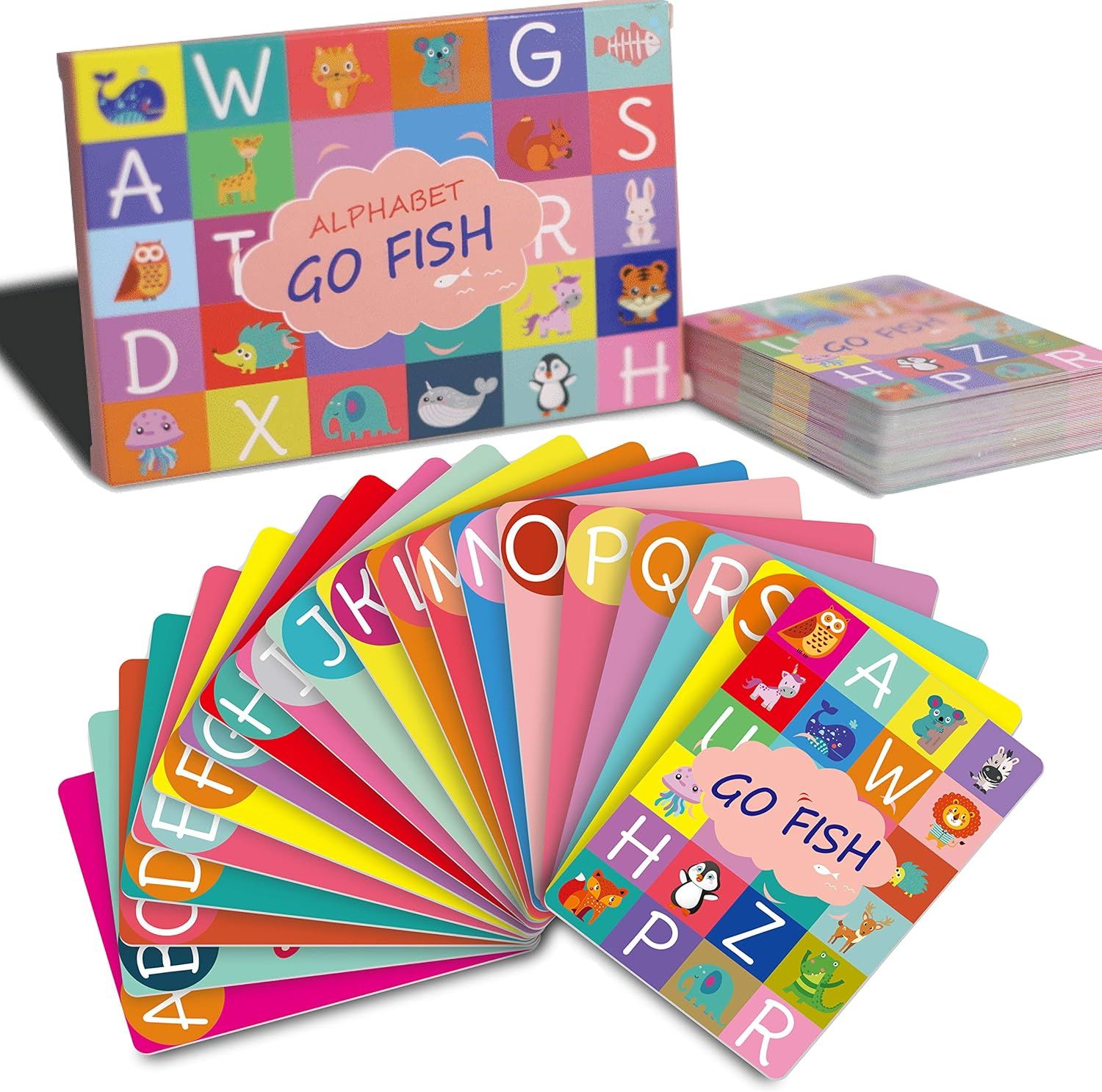 Upgraded Alphabet Go Fish Classic Card Game, ABC Uppercase Lowercase Letters Learning Animal Pict... | Amazon (US)