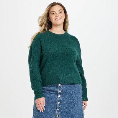 Women's Cozy Knit Crewneck Pullover Sweater - Universal Thread™ Dark Green XXL | Target