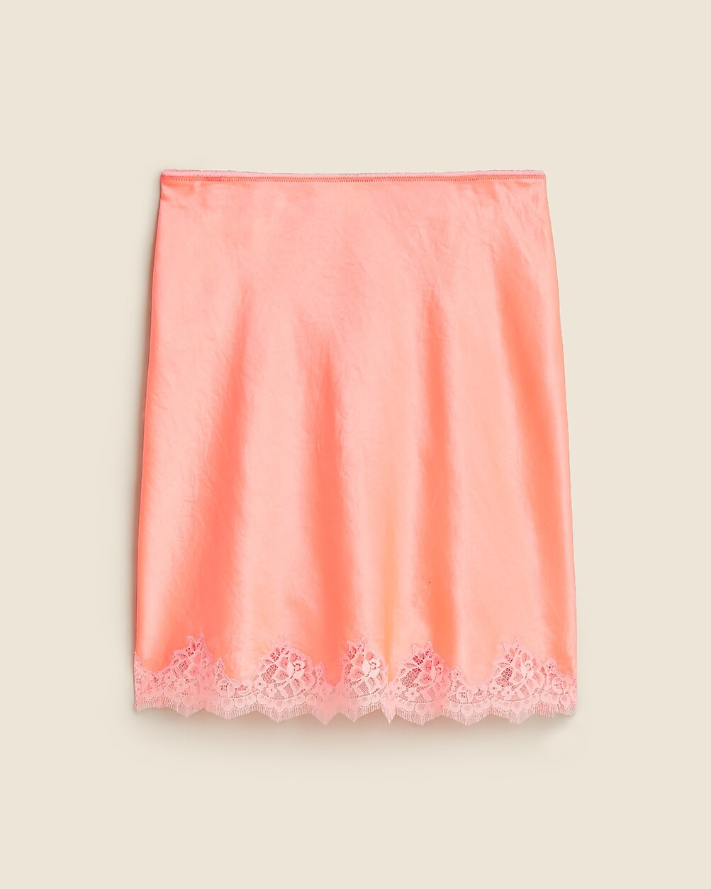 Gwen lace-trim slip skirt in textured satin | J. Crew US