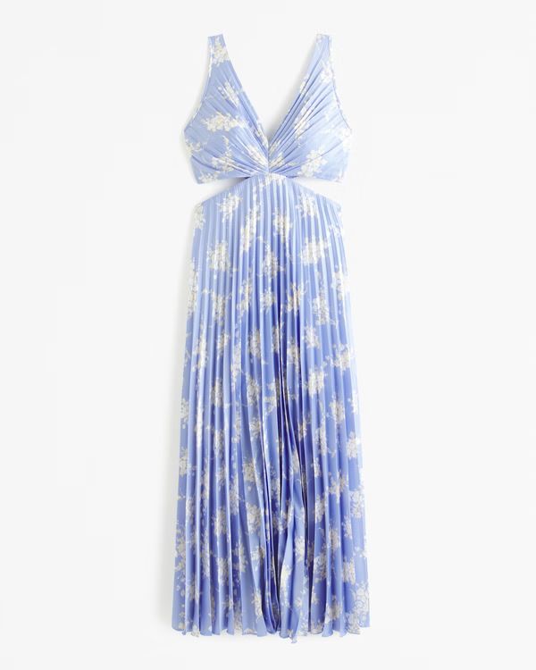 Women's The A&F Giselle Pleated Cutout Maxi Dress | Women's Clearance | Abercrombie.com | Abercrombie & Fitch (US)