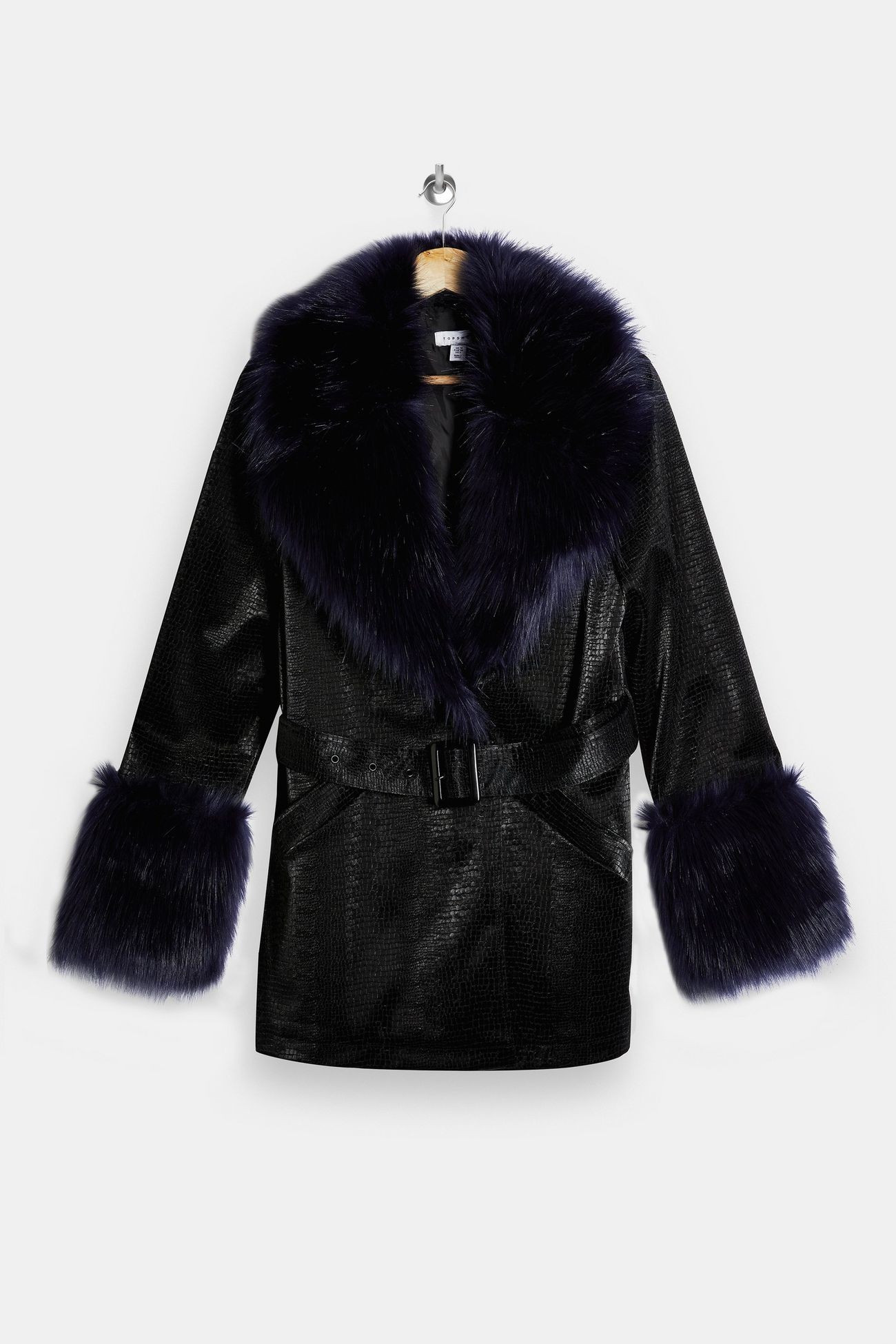 Navy Faux Trim Coat | Topshop UK