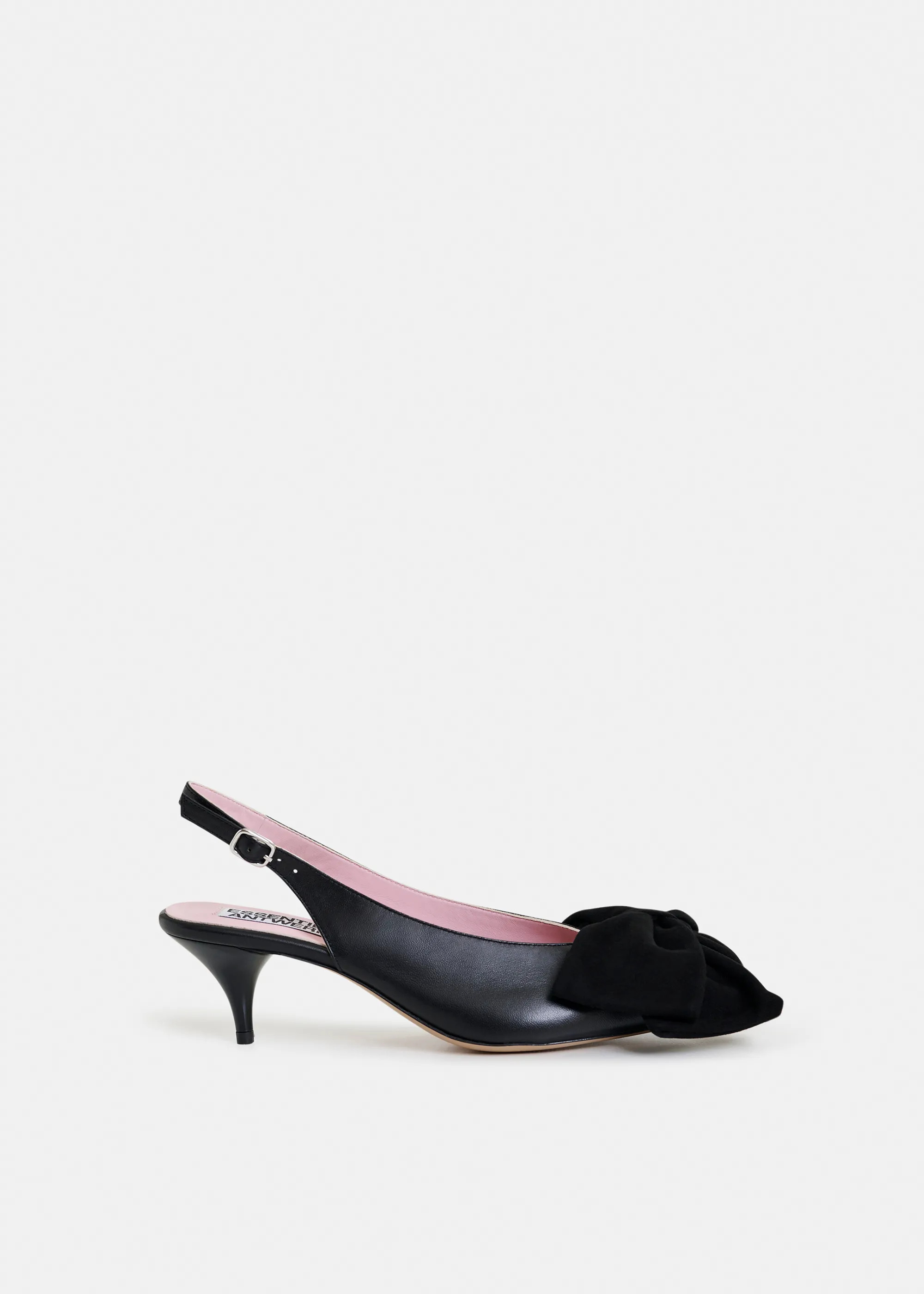 Black leather slingback pumps with bow detail | Essentiel Antwerp United States | Essentiel Antwerp