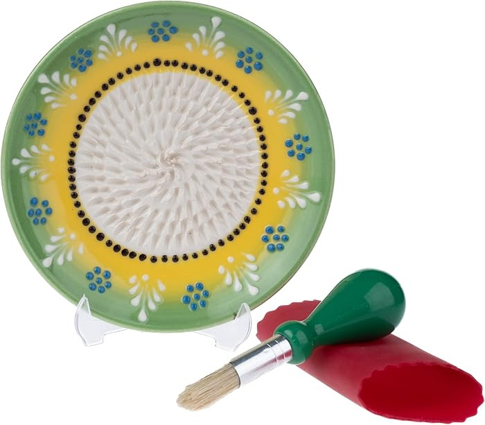 Ceramic Garlic Grater Plate Set – Handmade 4-Piece Press & Natural Grinder for Ginger, Cheese &... | Amazon (US)