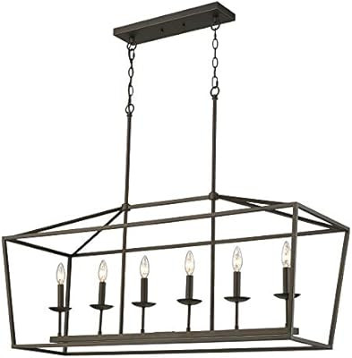 Emliviar 6-Light Kitchen Island Lighting, Modern Linear Pendant Light Fixture, Oil Rubbed Bronze ... | Amazon (US)