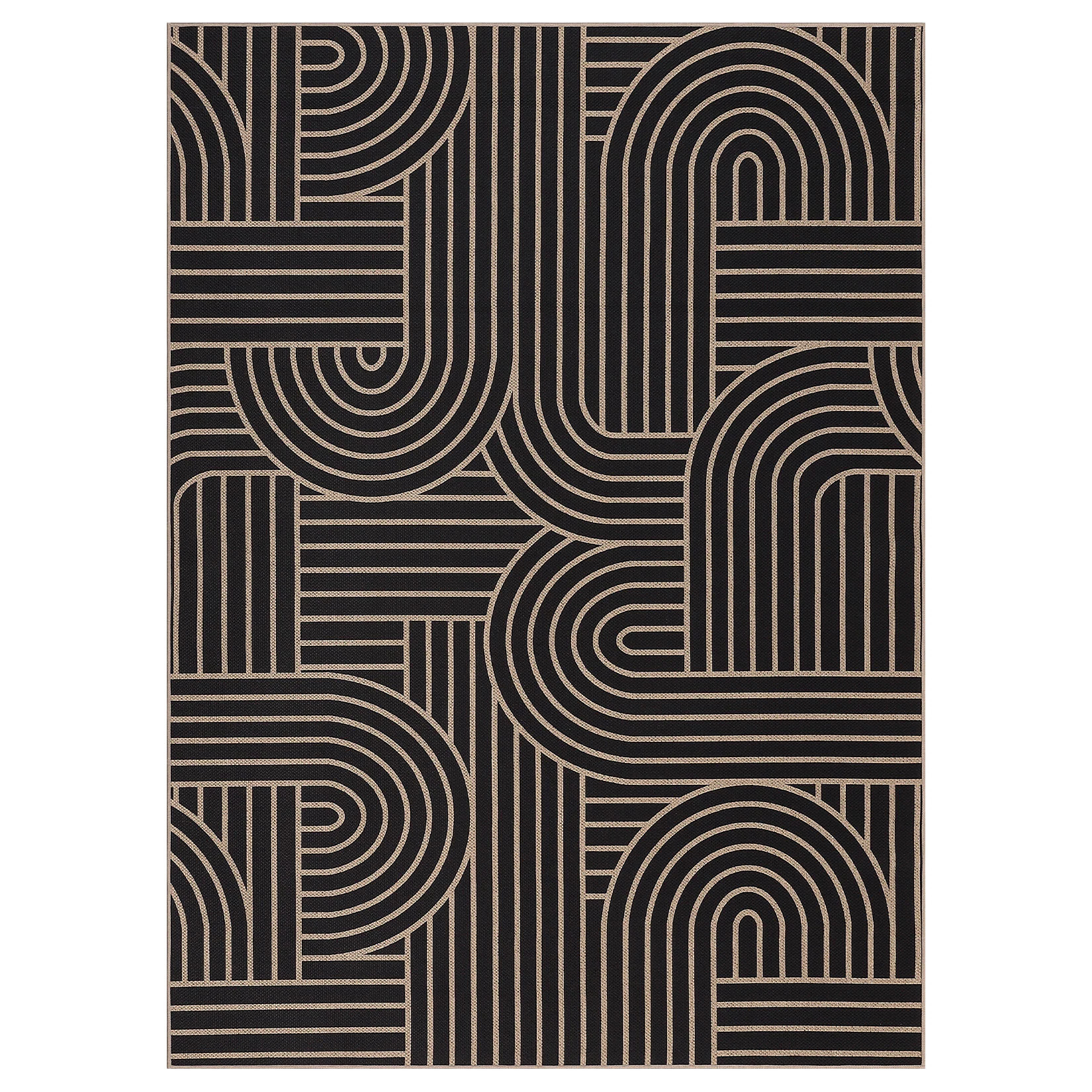 Garvee 5 x 7 ft Black Washable Indoor Outdoor Easy Jute Soft Non Slip Modern Abstract Area Rug for Living Room Bedroom Dining Room Porch Patio | Lowe's