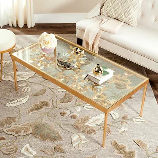 SAFAVIEH Rosalia Antique Gold Leaf Coffee Table - 48" x 24" x 17.8" - Overstock - 11934936 | Bed Bath & Beyond
