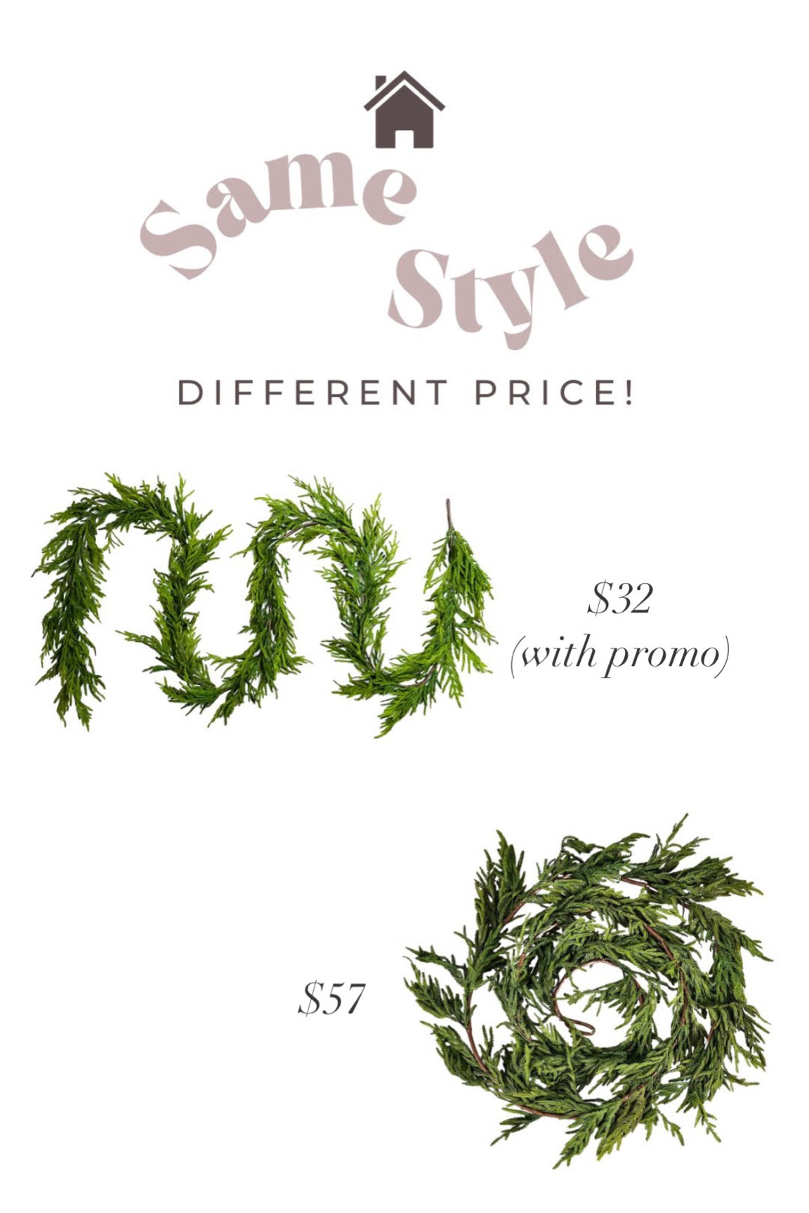 I have both! Look for less, designer inspired garland, real touch garland, natural touch garland, Norfolk pine garland, afloral garland 

#LTKHoliday #LTKhome