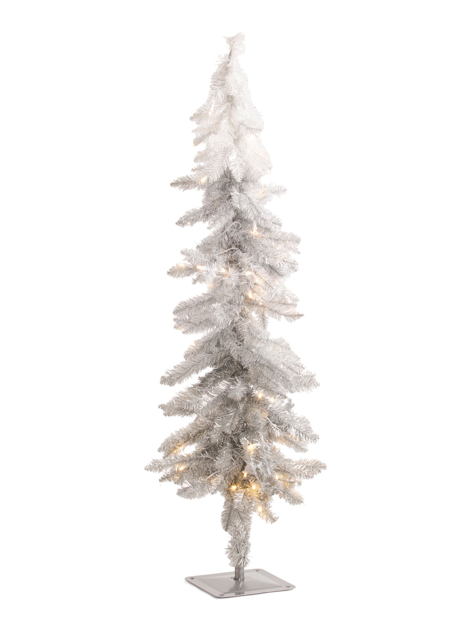 Slim Pre Lit Silver Ombre Tree | TJ Maxx