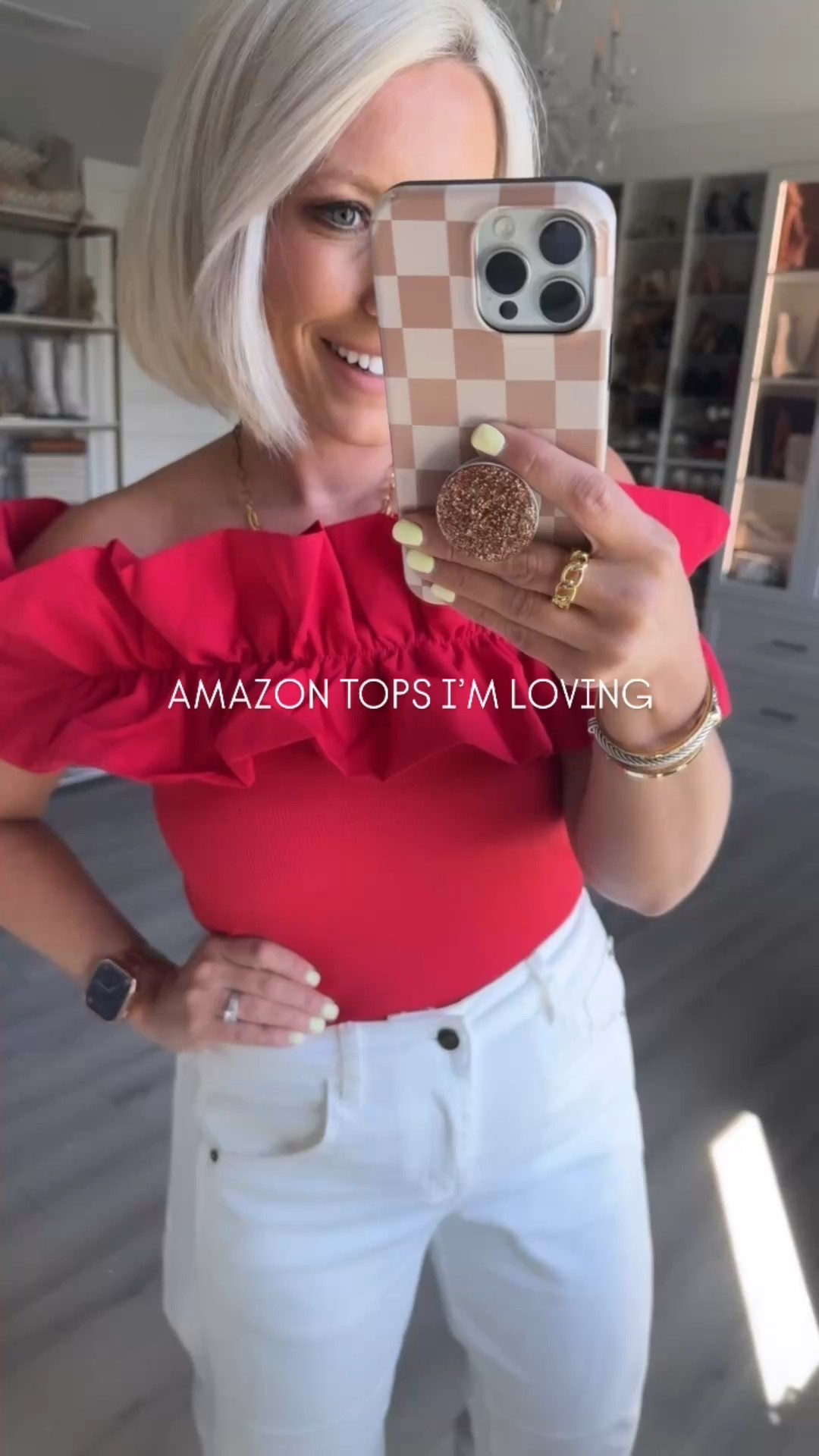 Amazon tops I’m LOVING for summer!!!! So many good ones and they all come in several color options too!!!!
⬇️⬇️⬇️
Red ruffle top sized up to medium
White ruffle tube top small
Red baby doll tank sized down XS
White tank small
Pink tee sized up to medium 
Yellow baby doll tank small
Grey tee small
White tee small
Jeans size small
Heels sized up 1/2 size  

#LTKSaleAlert #LTKFindsUnder50 #LTKStyleTip