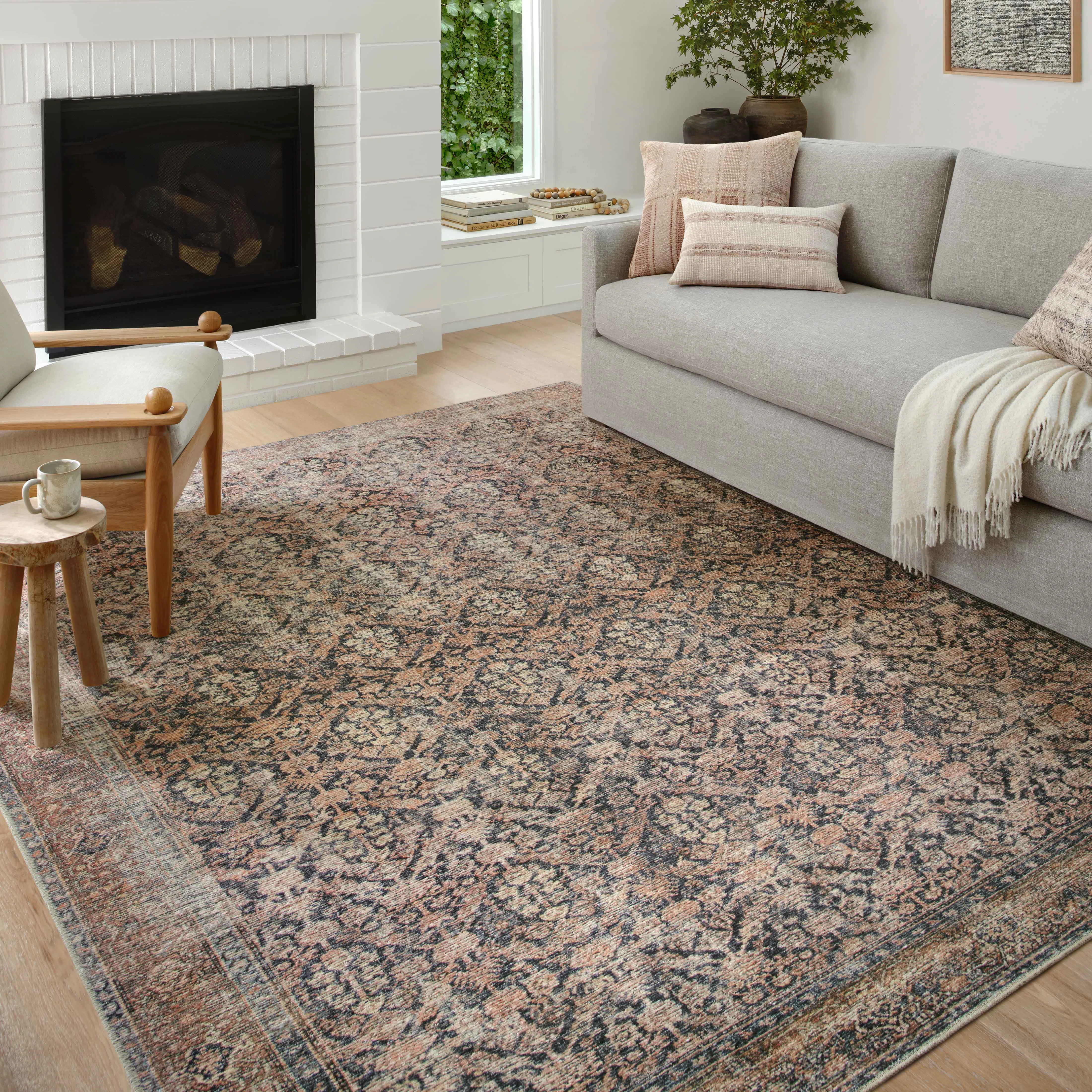 Amber Lewis x Loloi Billie Oriental Ink / Salmon Area Rug | Wayfair North America