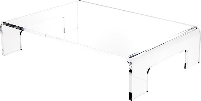 Plymor Clear Acrylic Display Riser with Tray Handles, 4" H x 18" W x 12" D (3/8" Thick) | Amazon (US)