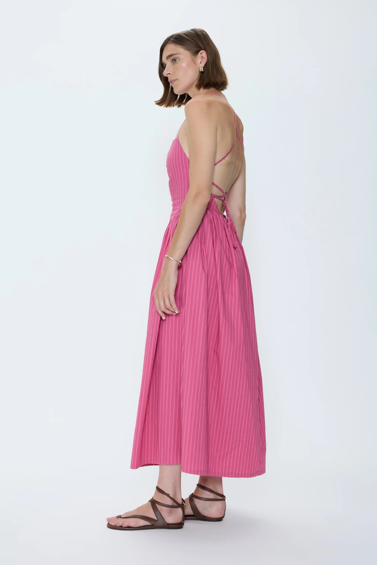 Sadee Open Back Dress - Magenta Stripe | Pistola Denim