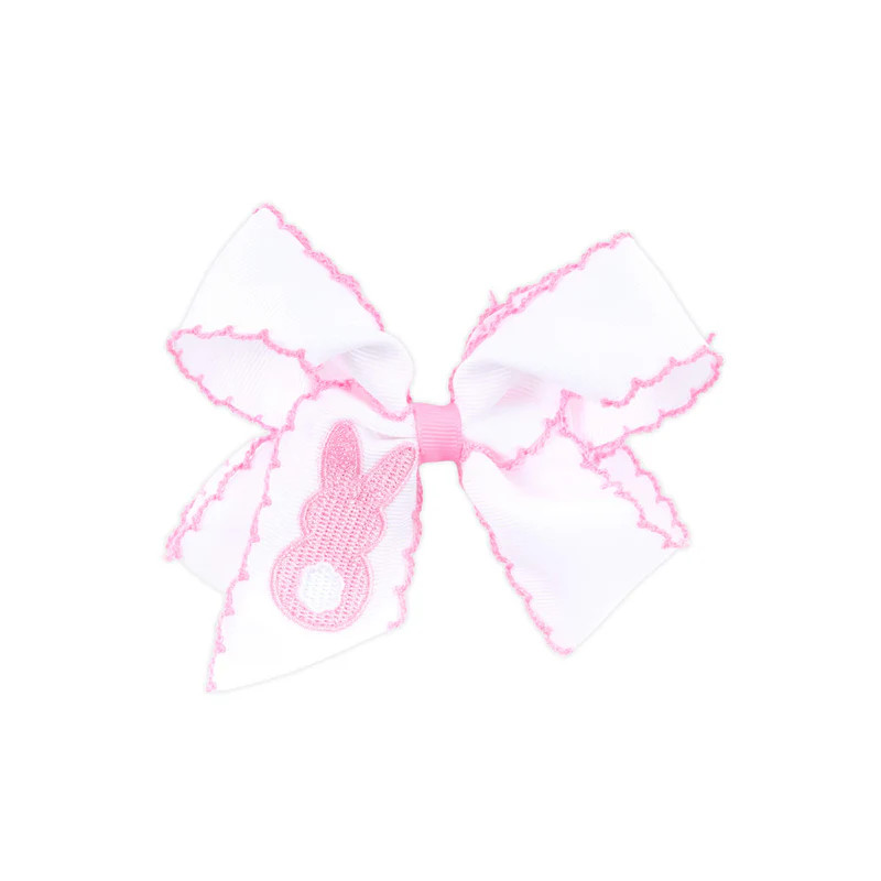 Peep Bunny Embroidered Moonstitch Hair Bow | Classic Whimsy