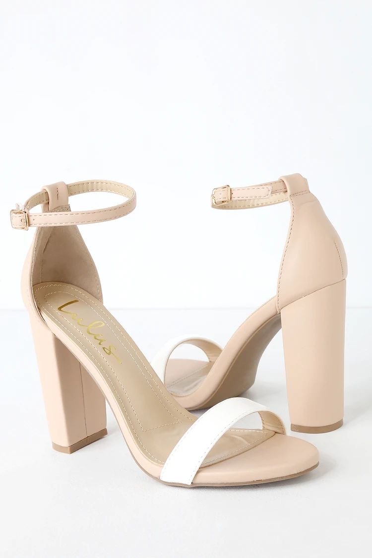 Taylor Light Nude and White Color Block Ankle Strap Heels | Lulus (US)