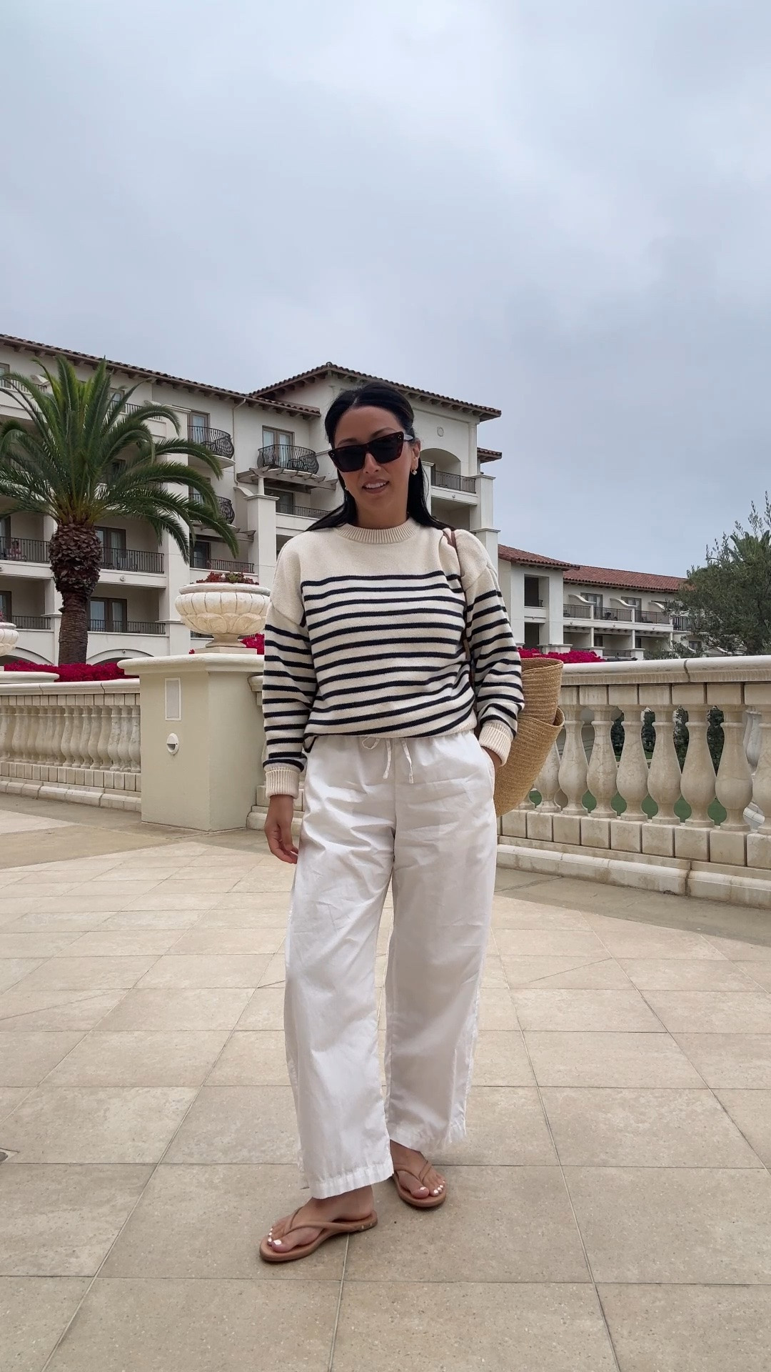 Real life mom outfit - morning on vacation. 

Minnow sweater small
Gap poplin barrels petite xs
Beek sandals 5
Sezane tote - old
Celine sunglasses
Electric Picks earrings
Dorsey James necklace 15”

#LTKmomlife #LTKTravel #LTKPetite