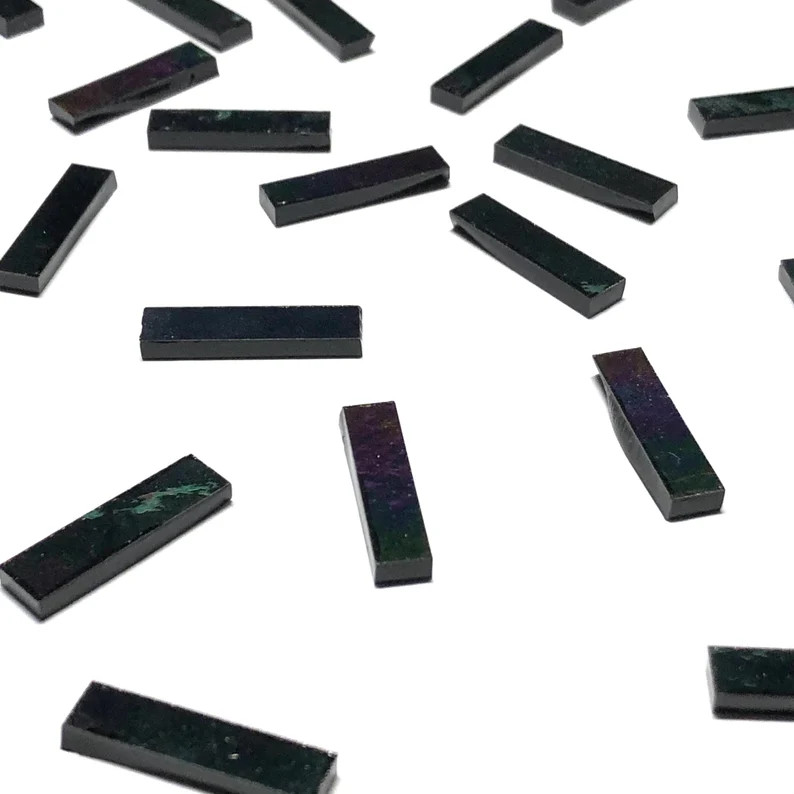 Iridescent Black Stained Glass Mosaic Tile Border Pieces | Etsy (US)