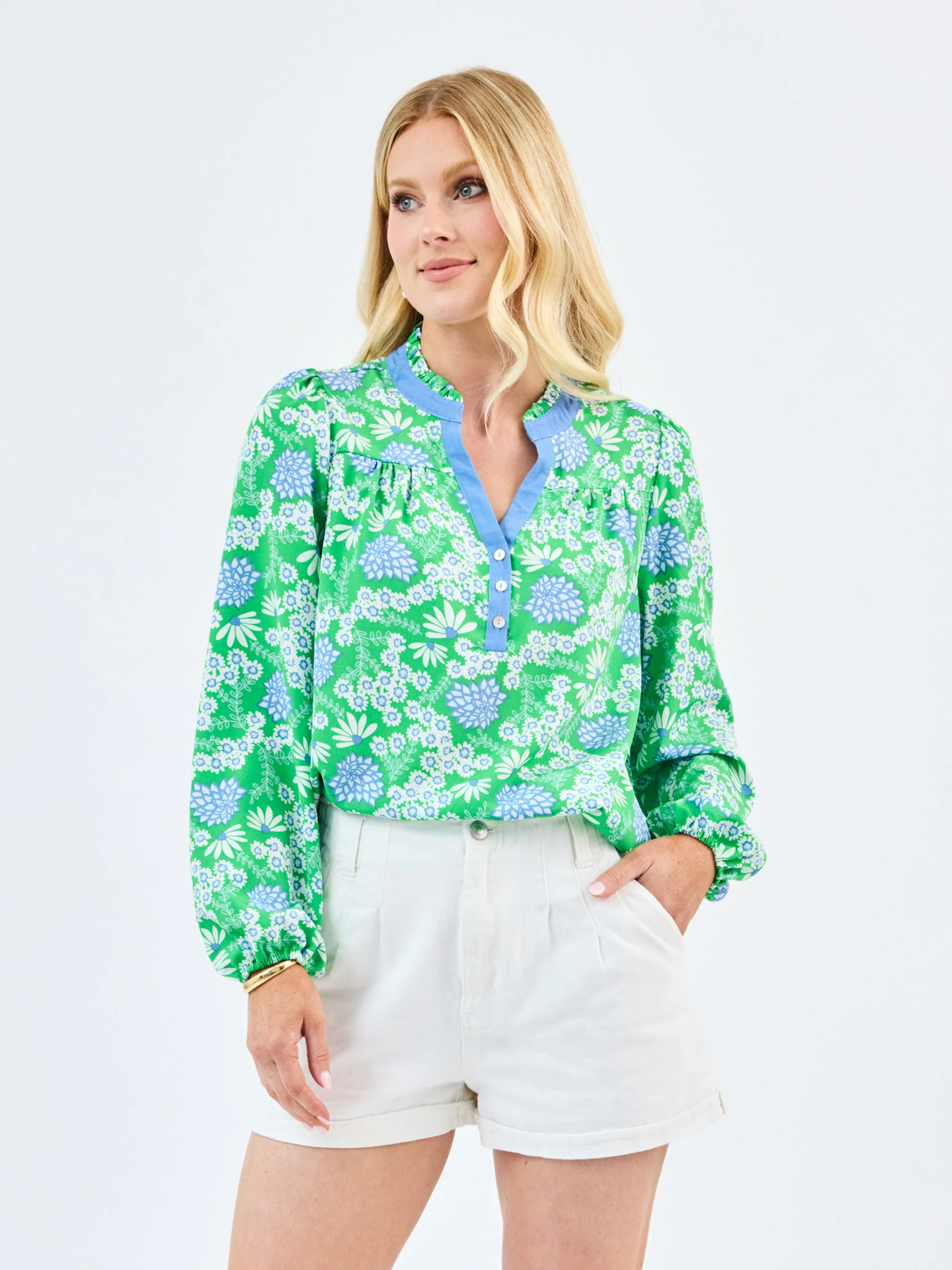 Gianna Top | Daisy Chain Green | Mary Square