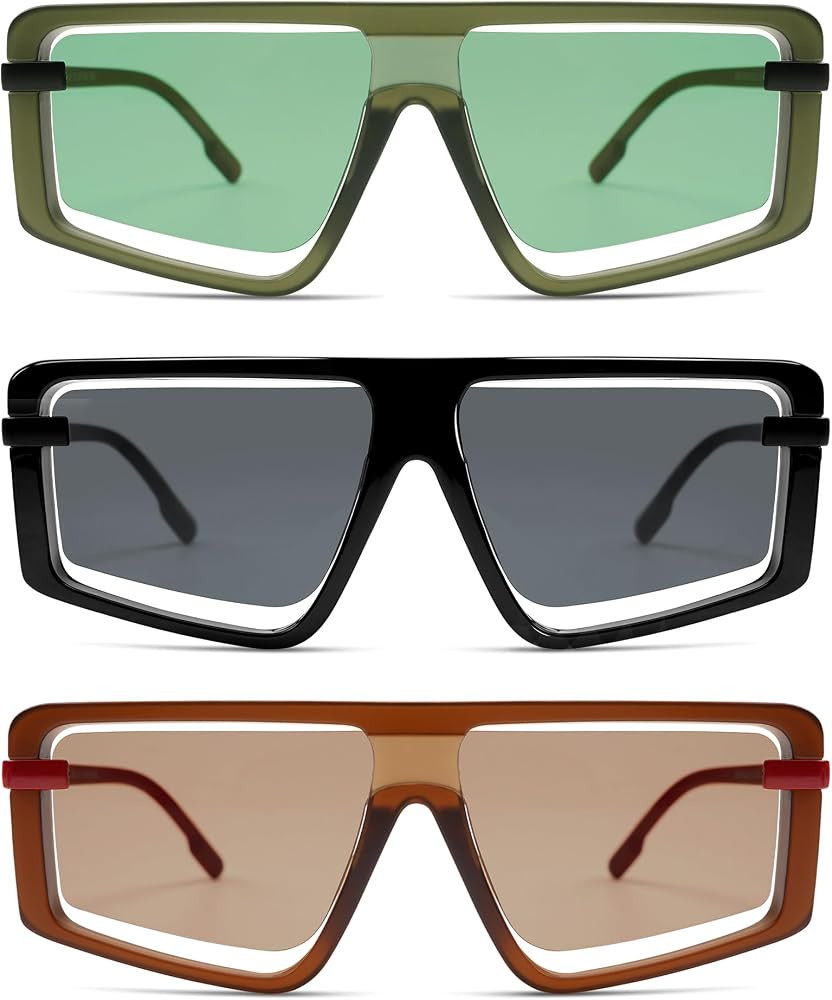 Retro Square Oversized Sunglasses for Women and Men Trendy Sun Glasses AR82157 | Amazon (US)