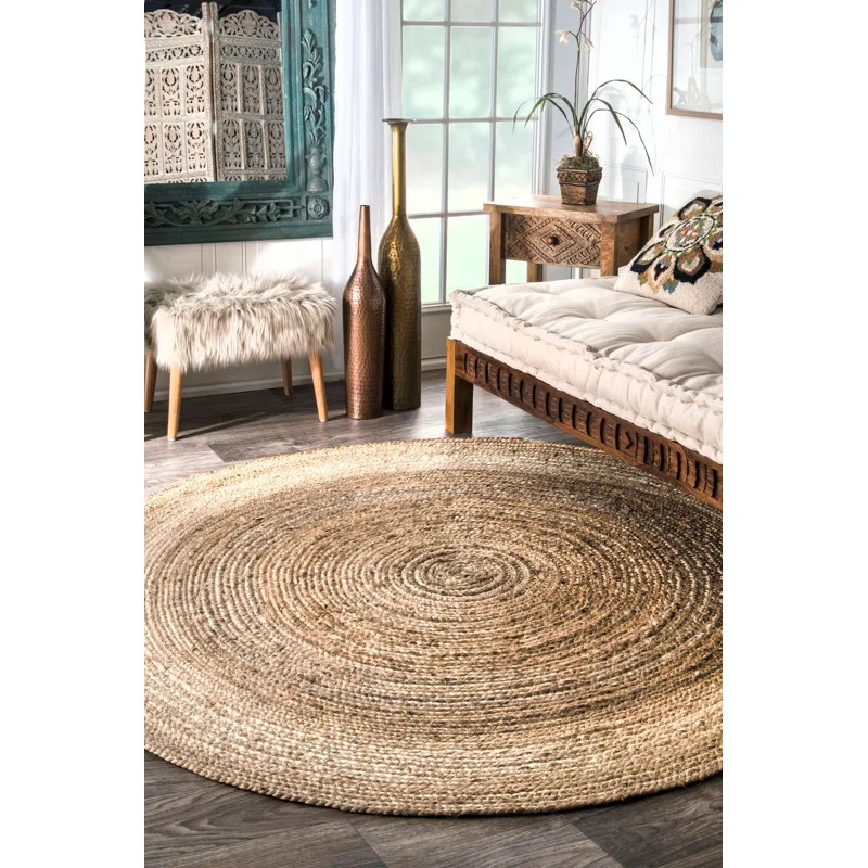 Latham Rigo Jute Hand-Woven Tan Area Rug | Wayfair North America