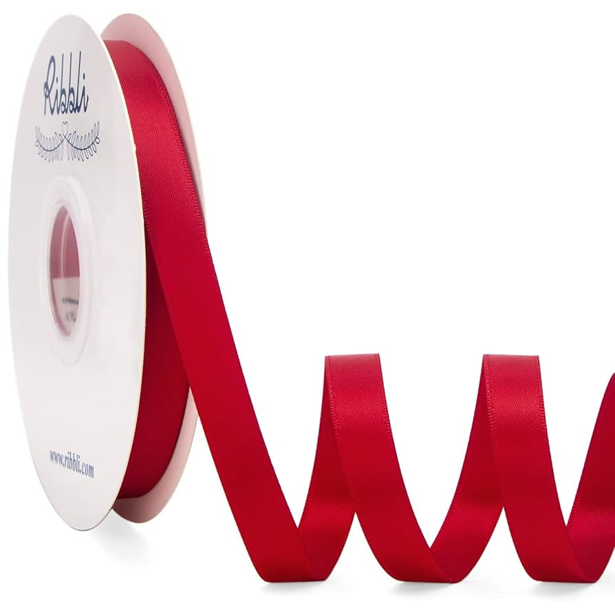 Ribbli Red Satin Ribbon Double Faced Satin 1/2 inch x Continuous 50 Yards-Red Ribbon for Gift Wra... | Amazon (US)