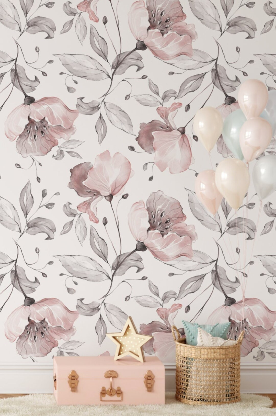 Once Upon A Flower Peel and Stick. Removable Wallpaper. Woven. Self Adhesive. Wallpaper for Walls... | Etsy (US)