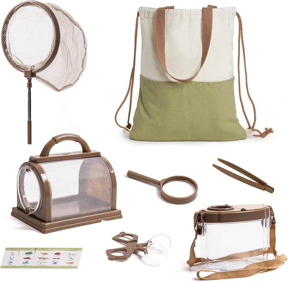 ROBOTIME Kids Explorer Kit, Outdoor Bug Catcher Kit for Kids with Magnifying Glass & Butterfly Ne... | Amazon (US)