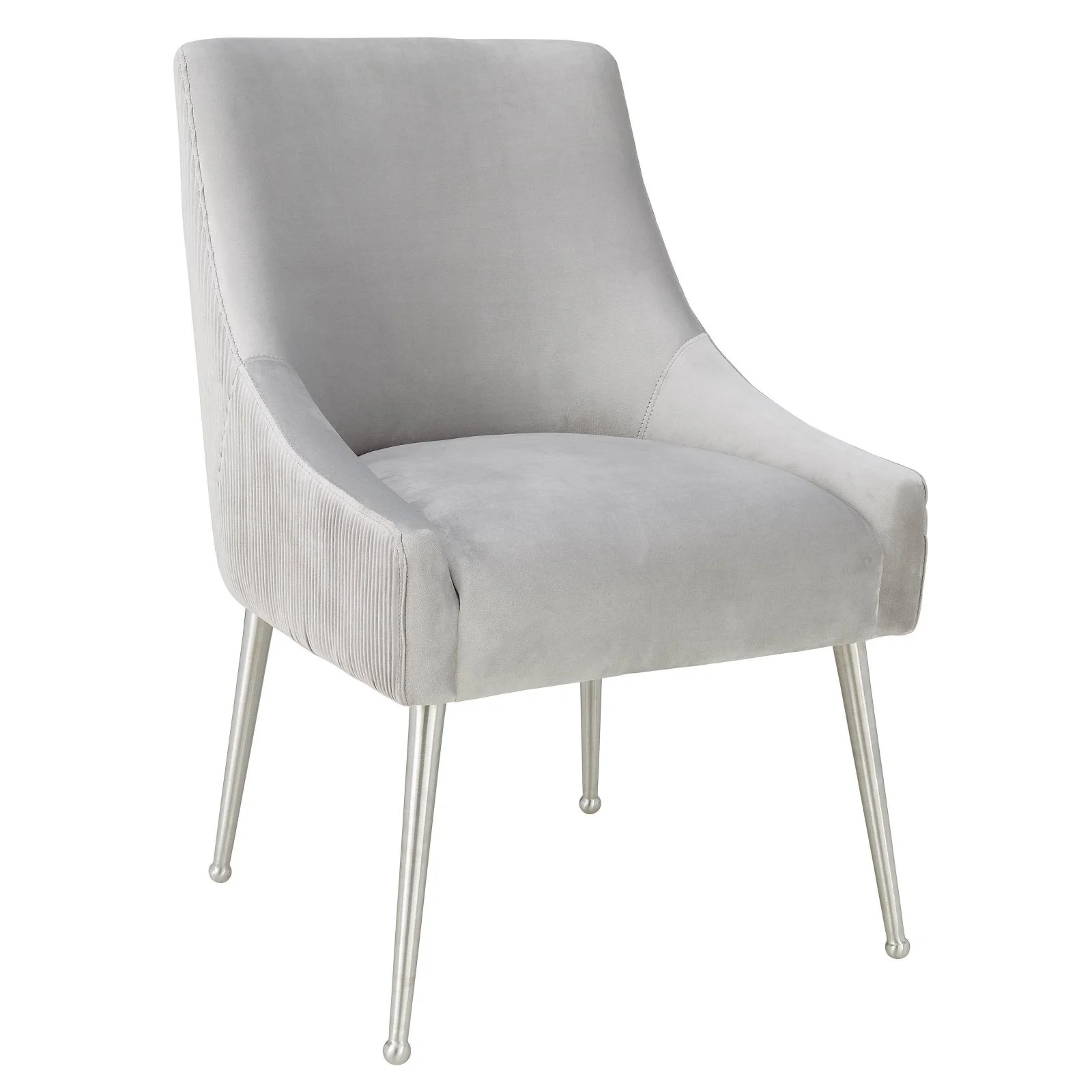 Beatrix Pleated Light Grey Velvet Side Chair - Silver Legs by TOV Furniture | Walmart (US)