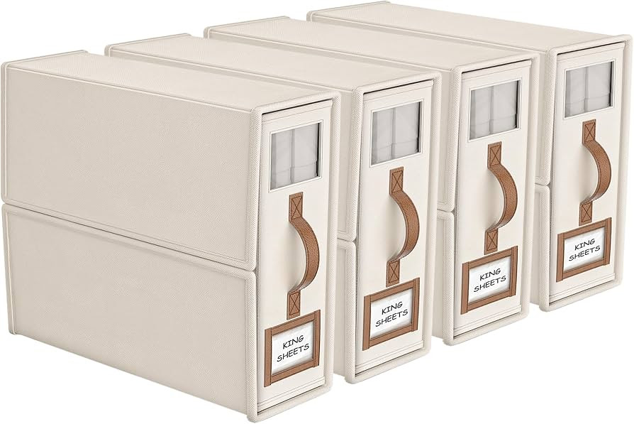 4 Pack Foldable Bed Sheets Set Organizers and Storage(King & Queen Size),Linen Fabric Closet Orga... | Amazon (US)