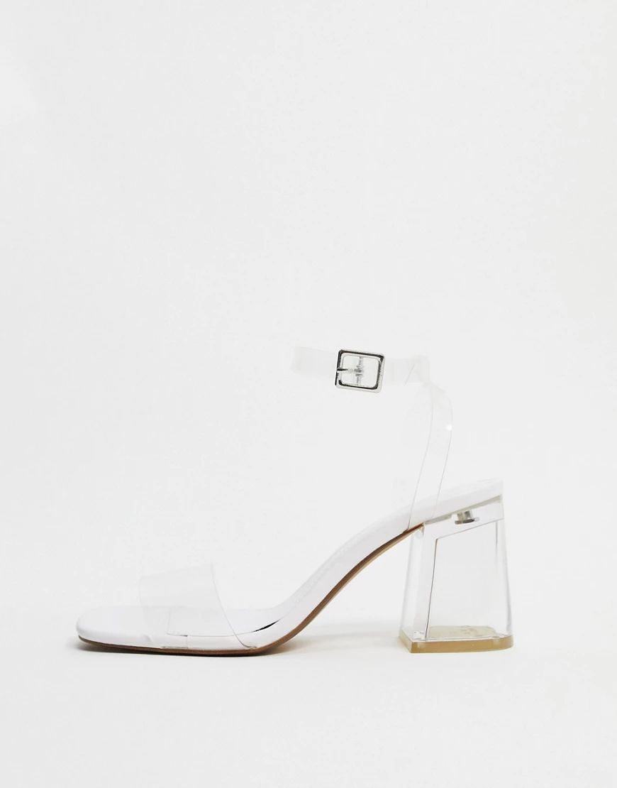 Bershka kitten heel sandals in clear-Gold | ASOS (Global)