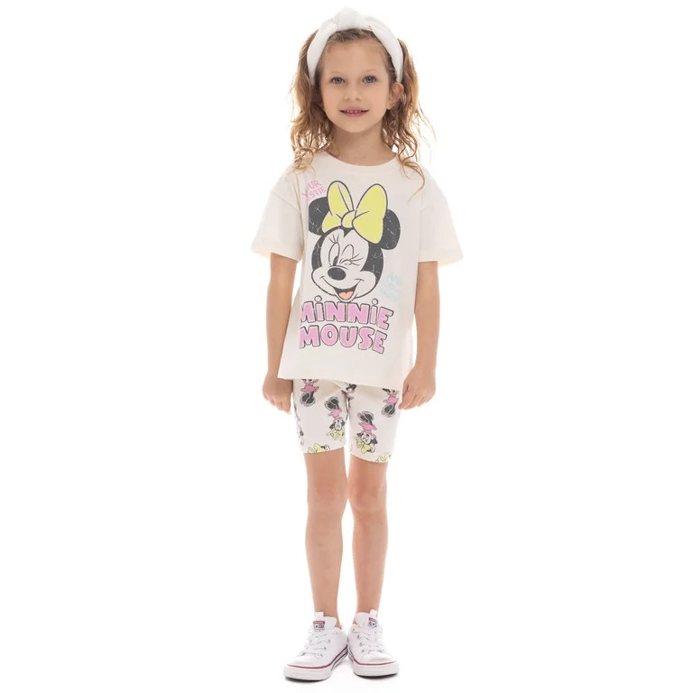 Minnie Mouse Toddler Girl Graphic Tee and Bike Shorts Set, 2-Piece, Sizes 12M-5T - Walmart.com | Walmart (US)