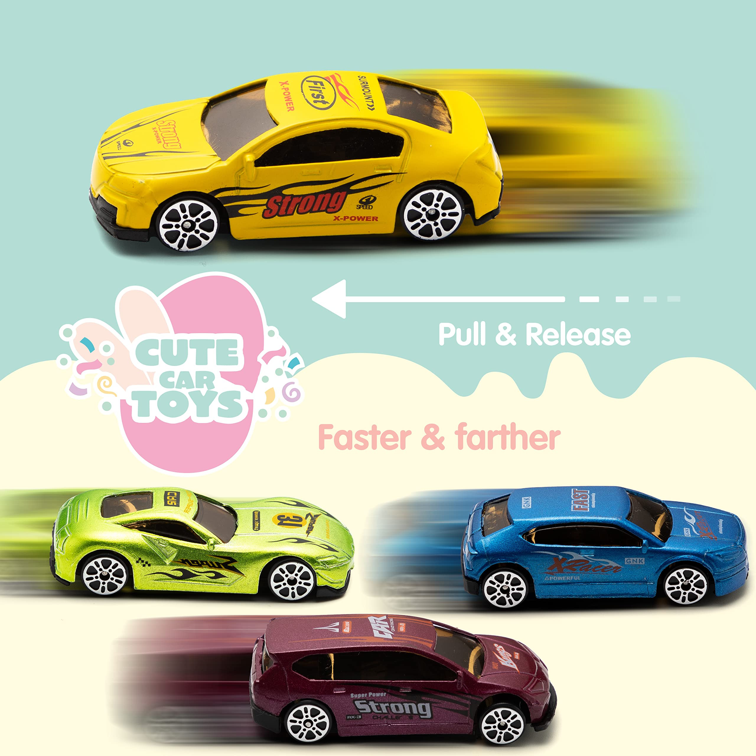 JOYIN 12 Pcs Die-Cast Car Filled Big Easter Eggs, Bright Colorful Prefilled Plastic Eggs with Dif... | Amazon (US)