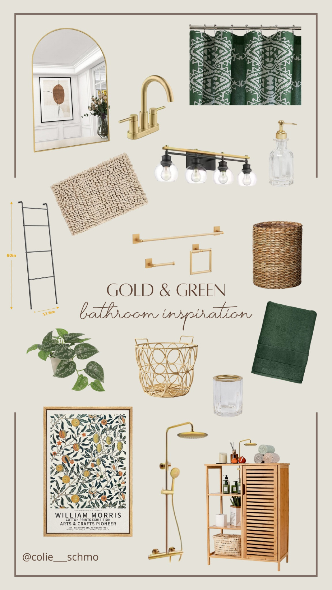 Green & Gold Bathroom Inspo