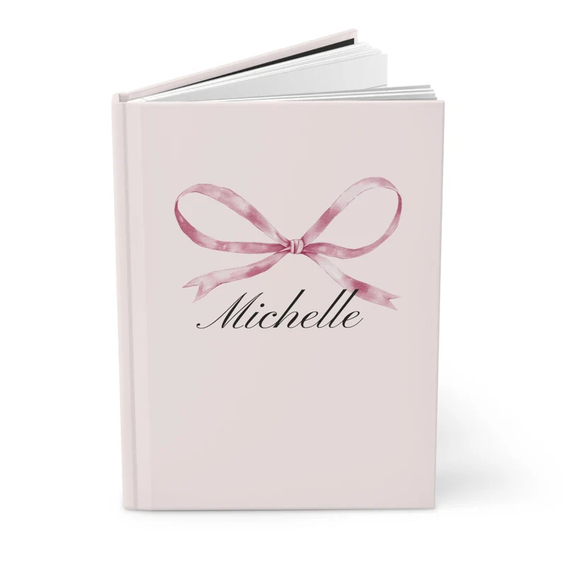 Personalized Pink Bow Journal Customize Coquette Notebook Gift - Etsy | Etsy (US)