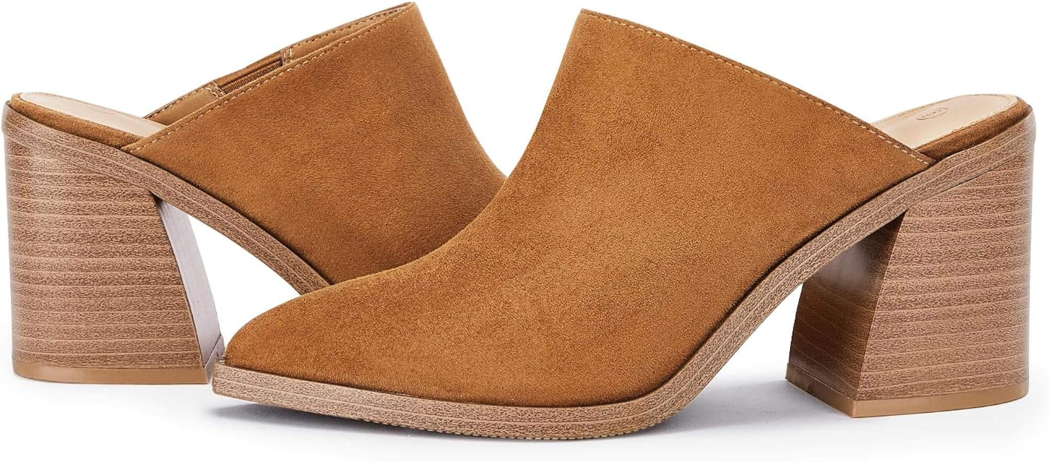 JeimPoey Womens Mules Pumps Point Closed Toe Slip-on Heels Stacked Chunky Block Heel Backless Clo... | Amazon (US)