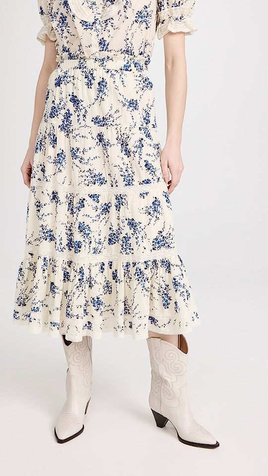 The Lace Inset Floral Skirt | Shopbop