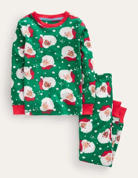 Snug Long John Pyjamas - Veridian Green Christmas | Boden UK | Boden (UK & IE)