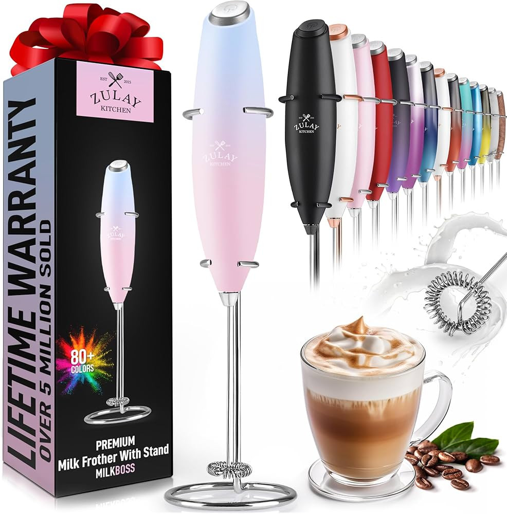 Zulay Powerful Milk Frother Handheld Foam Maker for Lattes - Whisk Drink Mixer for Coffee, Mini F... | Amazon (US)