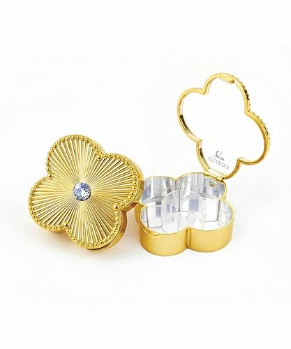 Lucky Charm Luxury Travel Pill Organizer, 5 Compartments, Easy-Open Lock, Mirror, Cute Compact Pi... | Amazon (US)