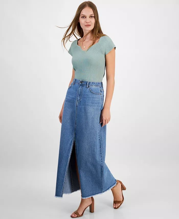 Women's Cotton Denim Maxi Skirt | Macy's