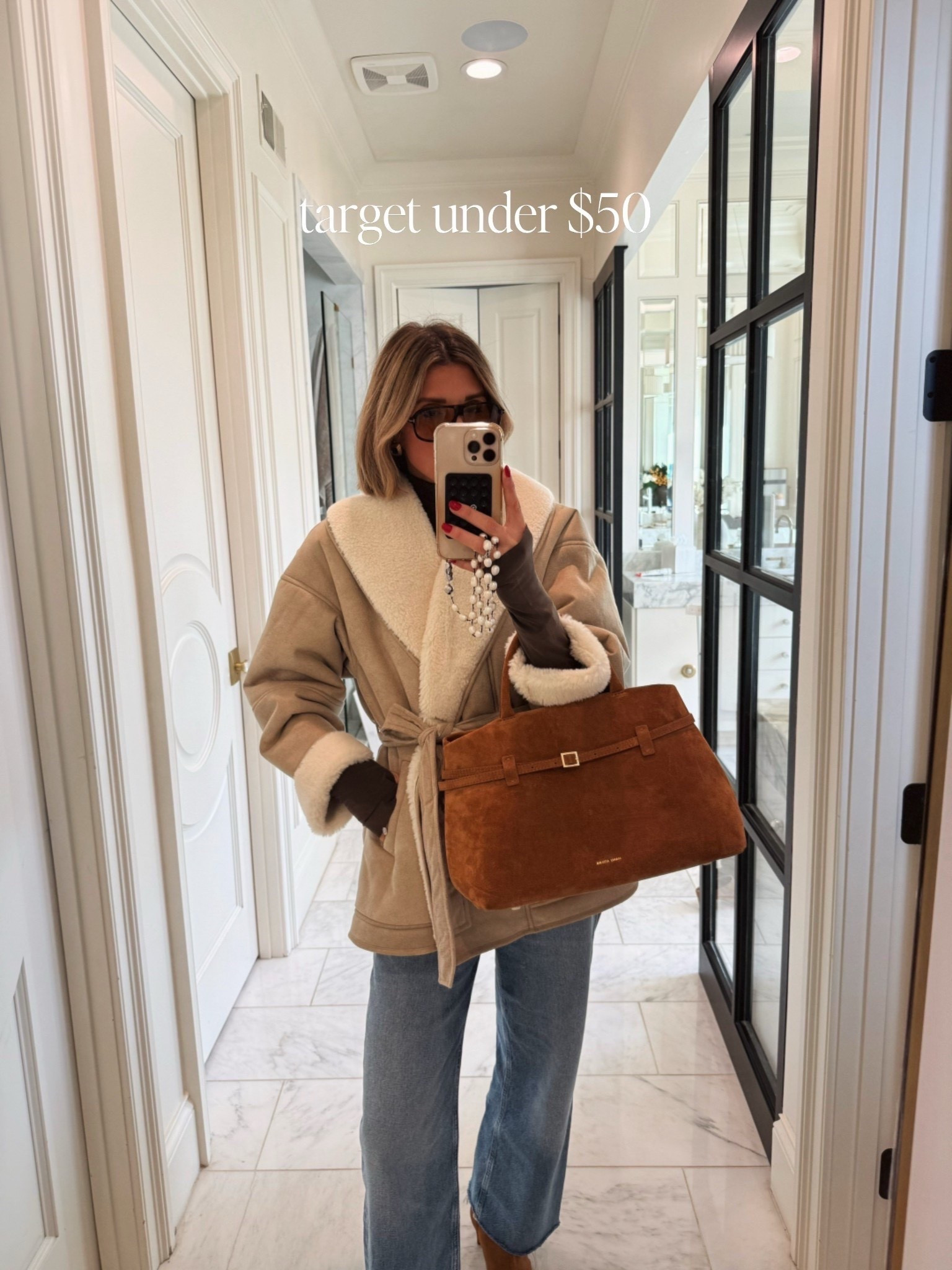 So impressed with this Sherpa fleece lined jacket, love the belt. I'm wearing size small.

#LTKFindsUnder50 #LTKFindsUnder100