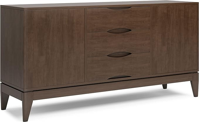 SIMPLIHOME Harper SOLID HARDWOOD 60 Inch Wide Mid Century Design Sideboard Buffet in Walnut Brown... | Amazon (US)