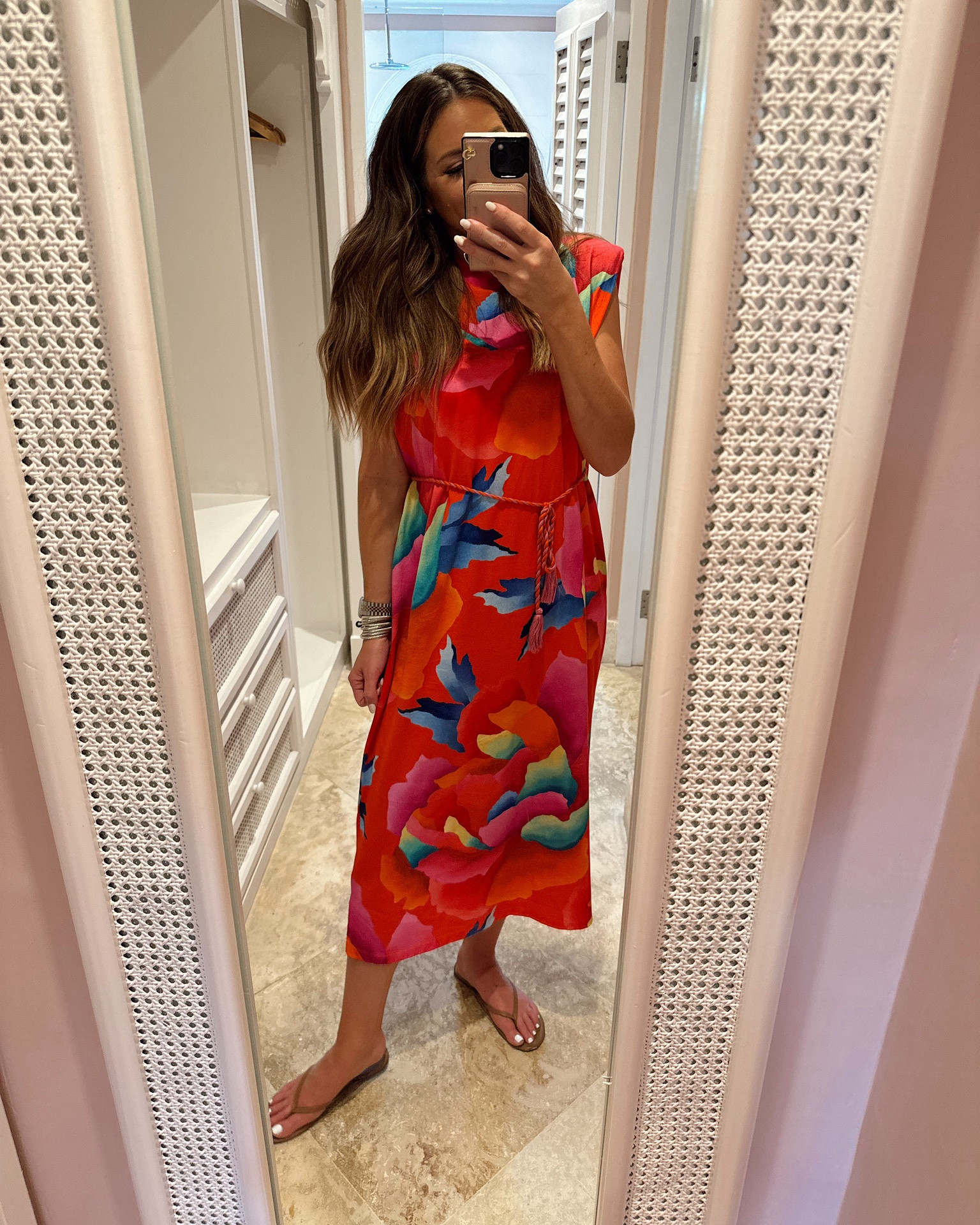 In a small floral maxi dress, sandals and accessories for resort/beach outfit - fits TTS.

#LTKtravel #LTKSeasonal #LTKstyletip