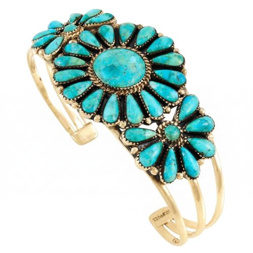 Turquoise Bracelet Gold Tone Genuine Gemstones Southwest-style (Turquoise) | Amazon (US)