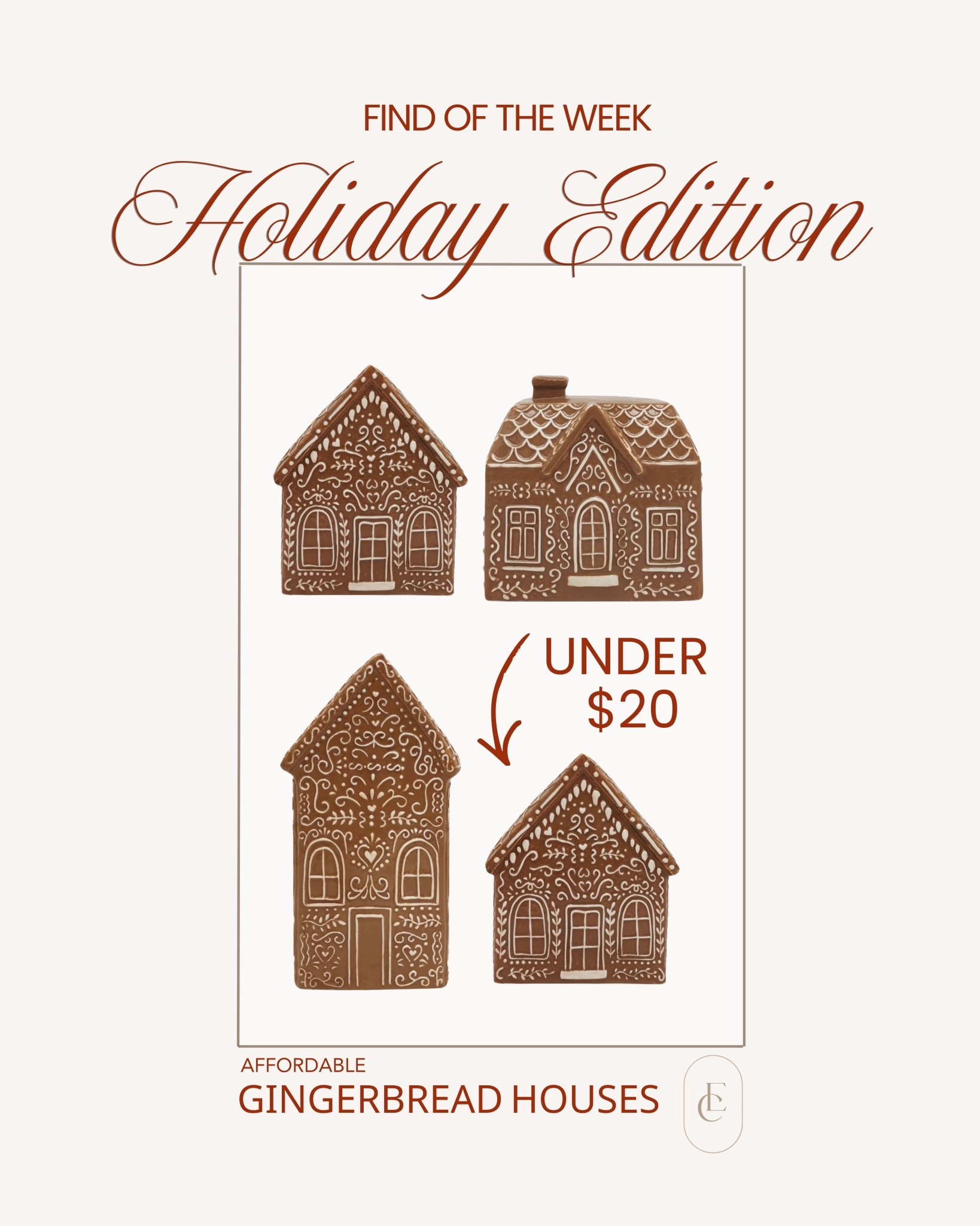 Holiday find of the week 🤎 Affordable gingerbread houses that look so cute styled on a shelf or as a little kitchen moment. 🤎

#LTKHome #LTKHoliday