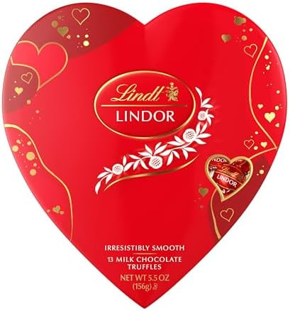 Lindt LINDOR Valentine's Milk Chocolate Candy Truffles Heart, Milk Chocolate with Milk Truffle Fi... | Amazon (US)