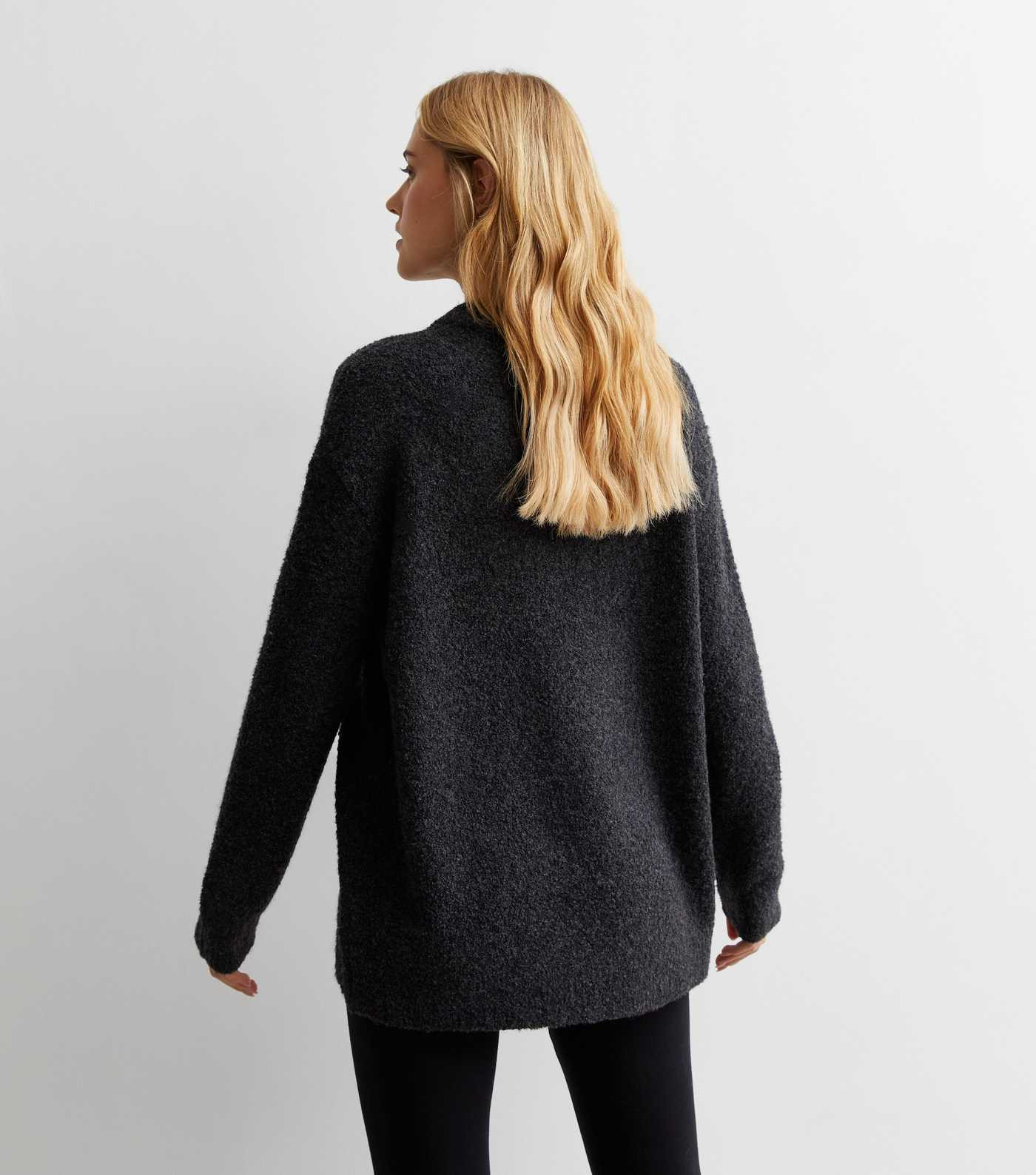 Dark Grey Bouclé Knit Crew Neck Jumper | New Look | New Look (UK)